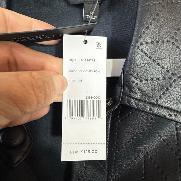 Liverpool Black Chevron Quilted Faux Leather Jacket M - Picture 9 of 13